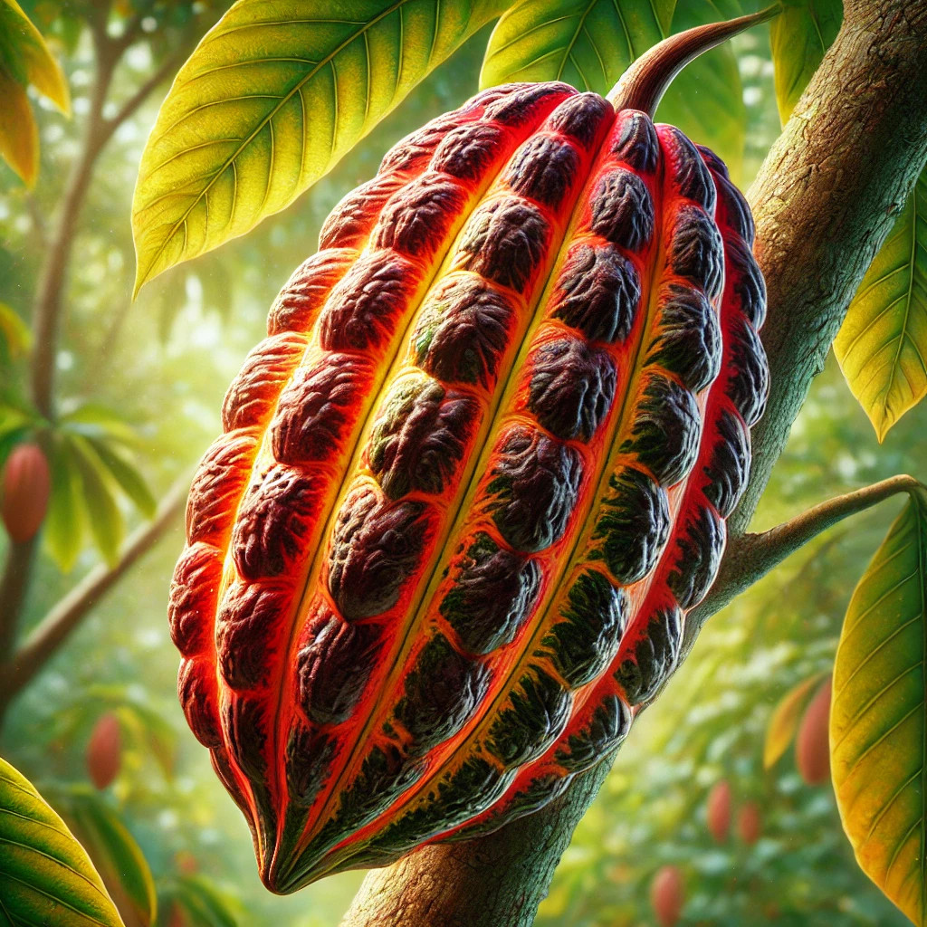 Hyper realistic representation of cocoa berry in Costa Rican forest